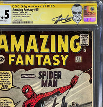 Load image into Gallery viewer, Amazing Fantasy #15 CGC Signed Stan Lee 1962 Marvel Comics Origin &amp; 1st Spider-Man
