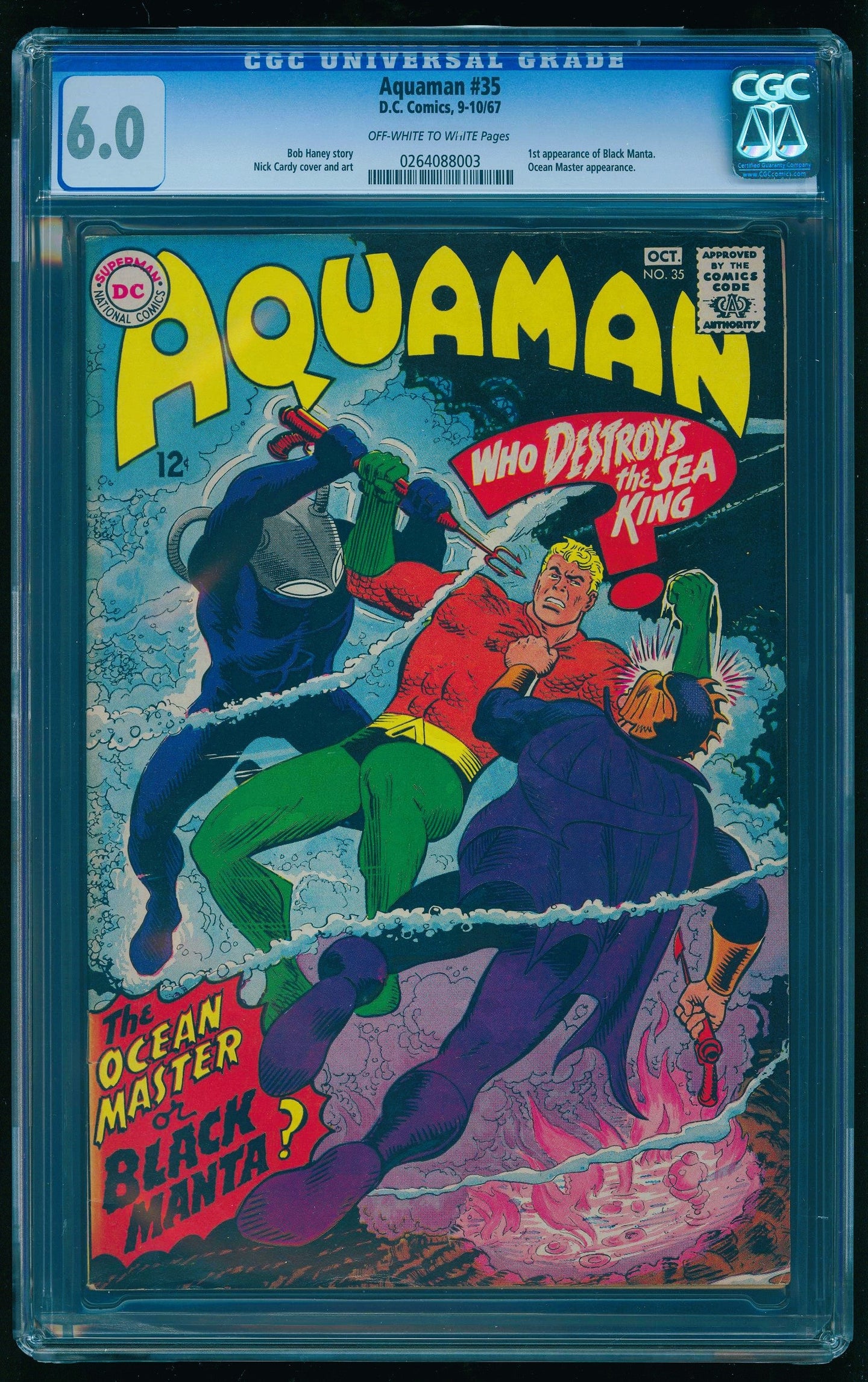 AQUAMAN #35 CGC 6.0 OW WHITE PAGES 🔥 1st BLACK MANTA