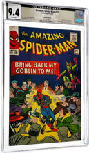 Load image into Gallery viewer, Amazing Spider-Man #27 CGC 9.4 White Pages 1965 Marvel Comics "Suscha News" Pedigree