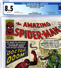 Load image into Gallery viewer, Amazing Spider-Man #5 CGC 8.5 WP 1963 Marvel Comics 1st Doctor Doom outside Fantastic Fou