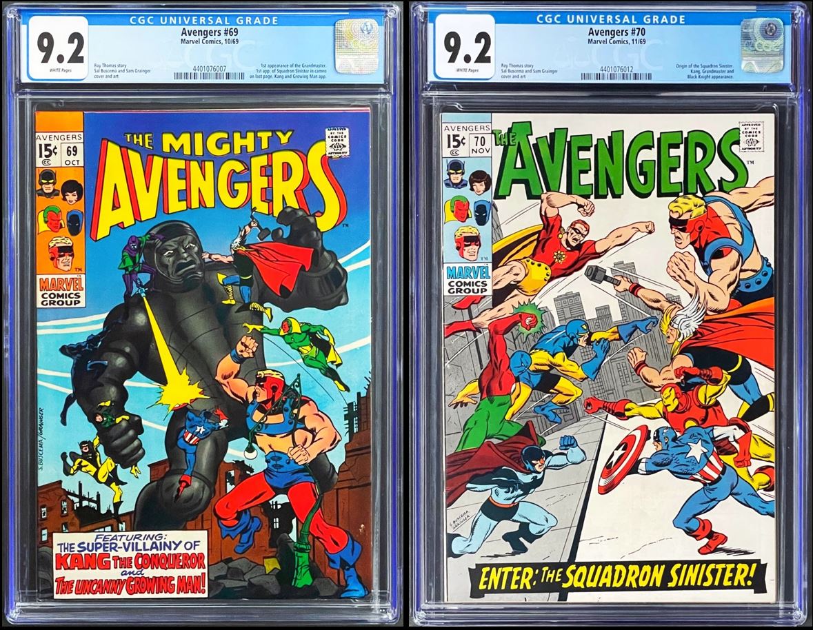 AVENGERS #69 #70 CGC 9.2 WHITE 1969 Marvel Comics 1st Appearances Set of 2