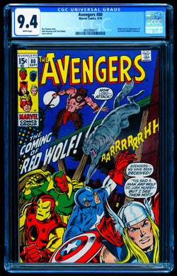 AVENGERS #80 CGC 9.4 WHITE PAGES 💎 1st RED WOLF (UNPRESSED GRADED 2002)