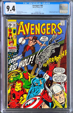 AVENGERS #80 CGC 9.4 WHITE PAGES 💎 1st RED WOLF