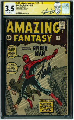 Amazing Fantasy #15 CGC 3.5 Signed Stan Lee 1962 Marvel Comics 1st Appearance Spider-Man