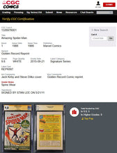 Load image into Gallery viewer, Amazing Spider-Man #1 CGC 9.8 Signed Stan Lee 1966 Marvel Comics Golden Record Reprint