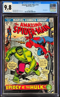 Amazing Spider-Man #119 CGC 9.8 White 1973 Marvel Comics Hulk Battle Cover