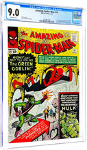 Load image into Gallery viewer, Amazing Spider-Man #14 CGC 9.0 1964 Marvel Comics 1st Appearance Green Goblin / 1st Hulk Meeting