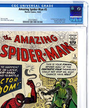 Load image into Gallery viewer, Amazing Spider-Man #5 CGC 8.5 WP 1963 Marvel Comics 1st Doctor Doom outside Fantastic Fou