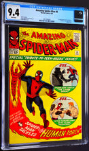 Load image into Gallery viewer, Amazing Spider-Man #8 CGC 9.4 White Pages 1964 Marvel Comics 1st Appearance Living Brain