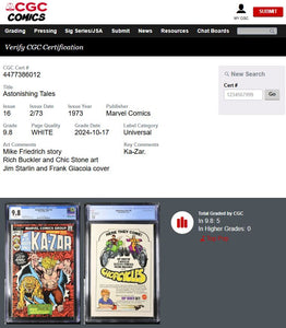 Astonishing Tales #16 CGC 9.8 White Pages 1973 Marvel Comics Ka-Zar (1 of 5)