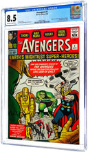 Load image into Gallery viewer, Avengers #1 CGC 8.5 OWW 1963 Marvel Comics Origin &amp; 1st Appearance The Avengers