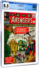 Load image into Gallery viewer, Avengers #1 CGC 8.5 OWW 1963 Marvel Comics Origin &amp; 1st Appearance The Avengers