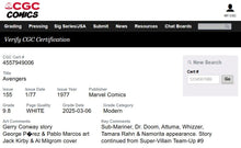 Load image into Gallery viewer, Avengers #155 CGC 9.8 White 1977 Marvel Comics + Secret Wars #5 CGC 9.8 WP Doctor Doom Key Set (2)