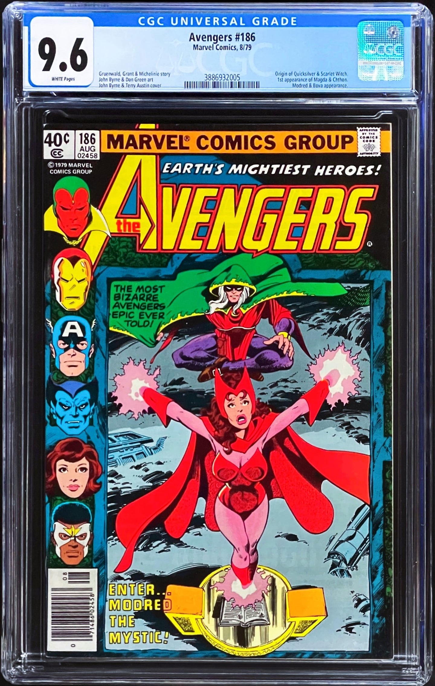 Avengers #186 CGC 9.6 Newsstand White Pages 1979 Marvel Comics