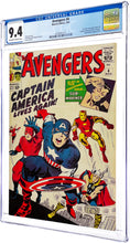 Load image into Gallery viewer, Avengers #4 CGC 9.4 NM 1963 Marvel Comics 1st Appearance Captain America Silver Age