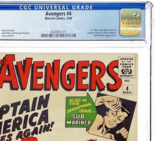 Load image into Gallery viewer, Avengers #4 CGC 9.4 NM 1963 Marvel Comics 1st Appearance Captain America Silver Age