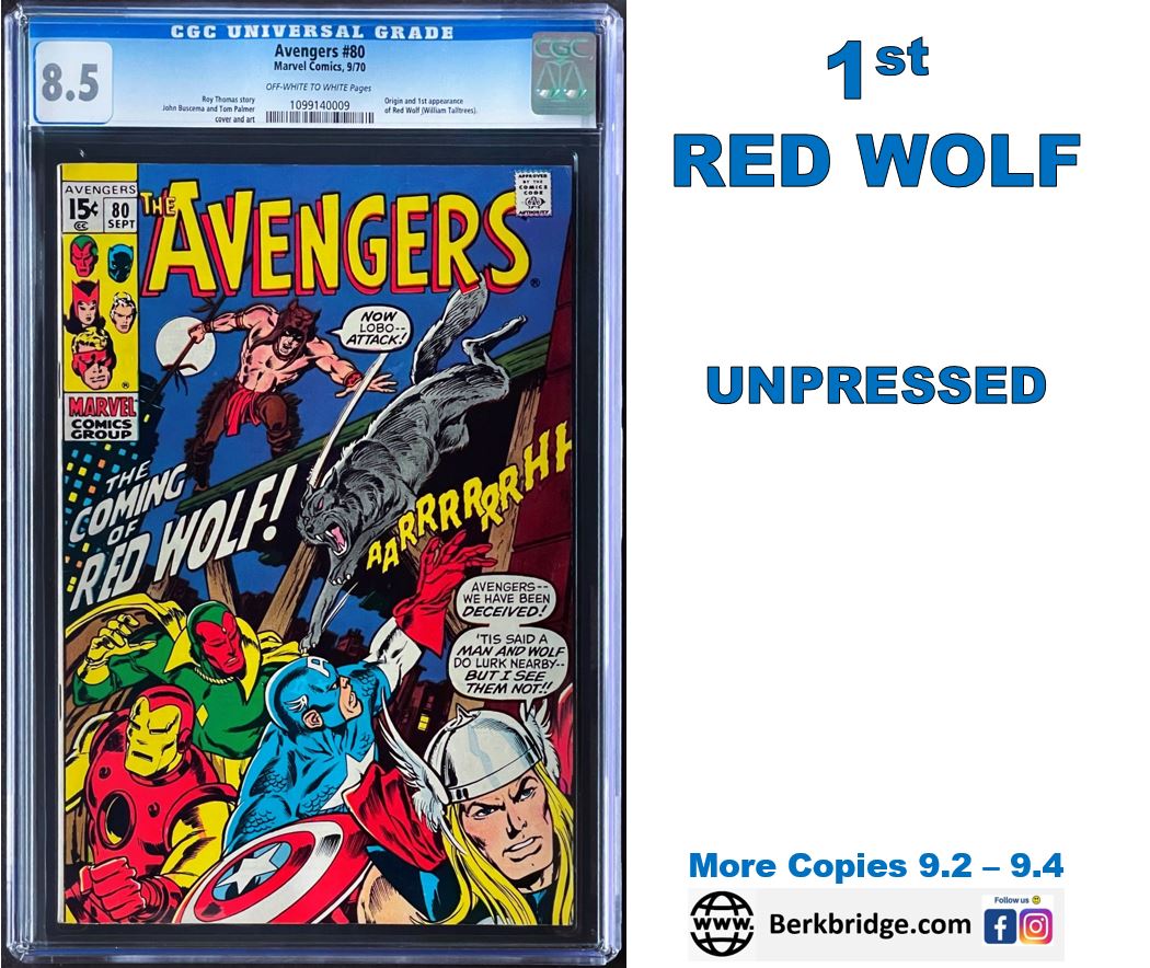 Avengers #80 CGC 8.5 1st Appearance Red Wolf 1970 Marvel Comics (Unpressed)