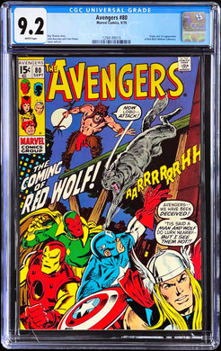 Avengers #80 CGC 9.2 White 1970 Marvel 1st Appearance Red Wolf