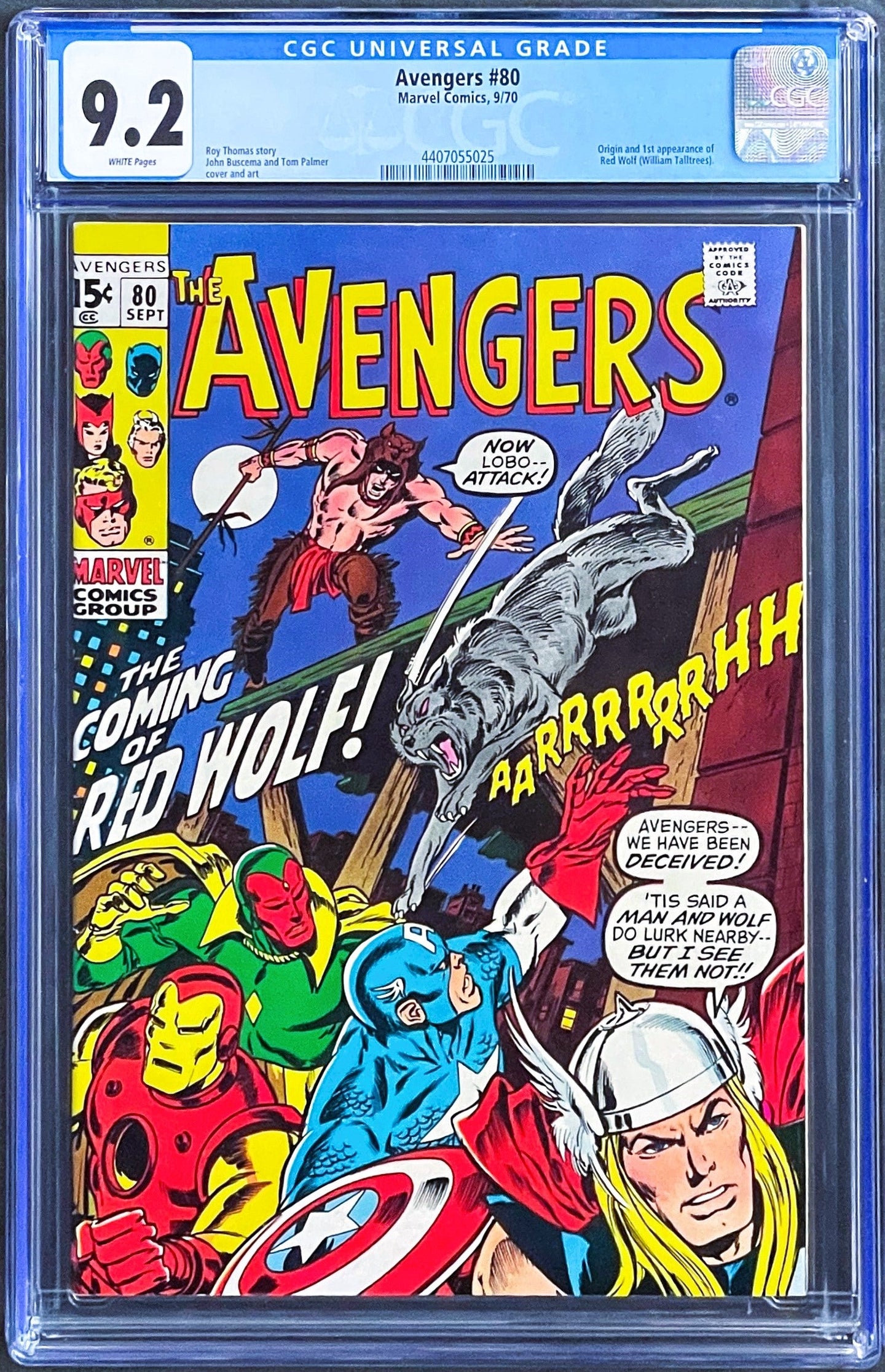 Avengers #80 CGC 9.2 White 1970 Marvel Comics 1st Appearance Red Wolf