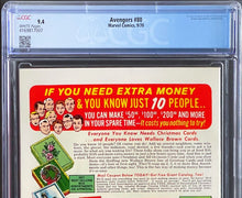 Load image into Gallery viewer, Avengers #80 CGC 9.4 White 1st Appearance Red Wolf Origin 1970 Marvel Comics