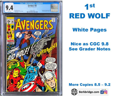 Avengers #80 CGC 9.4 White 1st Appearance Red Wolf Origin 1970 Marvel Comics