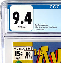 Load image into Gallery viewer, Avengers #80 CGC 9.4 White Pages 1970 Marvel Comics 1st Appearance Red Wolf Origin