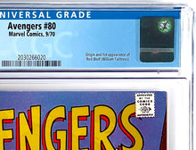 Load image into Gallery viewer, Avengers #80 CGC 9.4 White Pages 1970 Marvel Comics 1st Appearance Red Wolf Origin