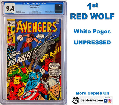 Avengers #80 CGC 9.4 White Pages 1st Appearance Red Wolf Origin 1970 Marvel Comics