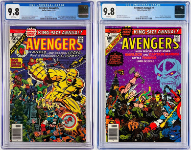 Avengers Annual #6 #7 CGC 9.8 White Pages 1976 1977 Marvel Comics Set