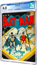 Load image into Gallery viewer, Batman #10 CGC 4.0 OWW 1942 DC Comics Golden Age Catwoman Appearance Bob Kane Art