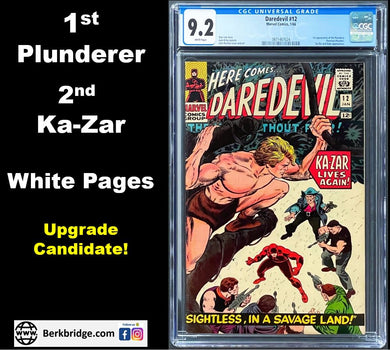 DAREDEVIL #12 CGC 9.2 WHITE PAGES 💎 1st PLUNDERER  2nd KA-ZAR