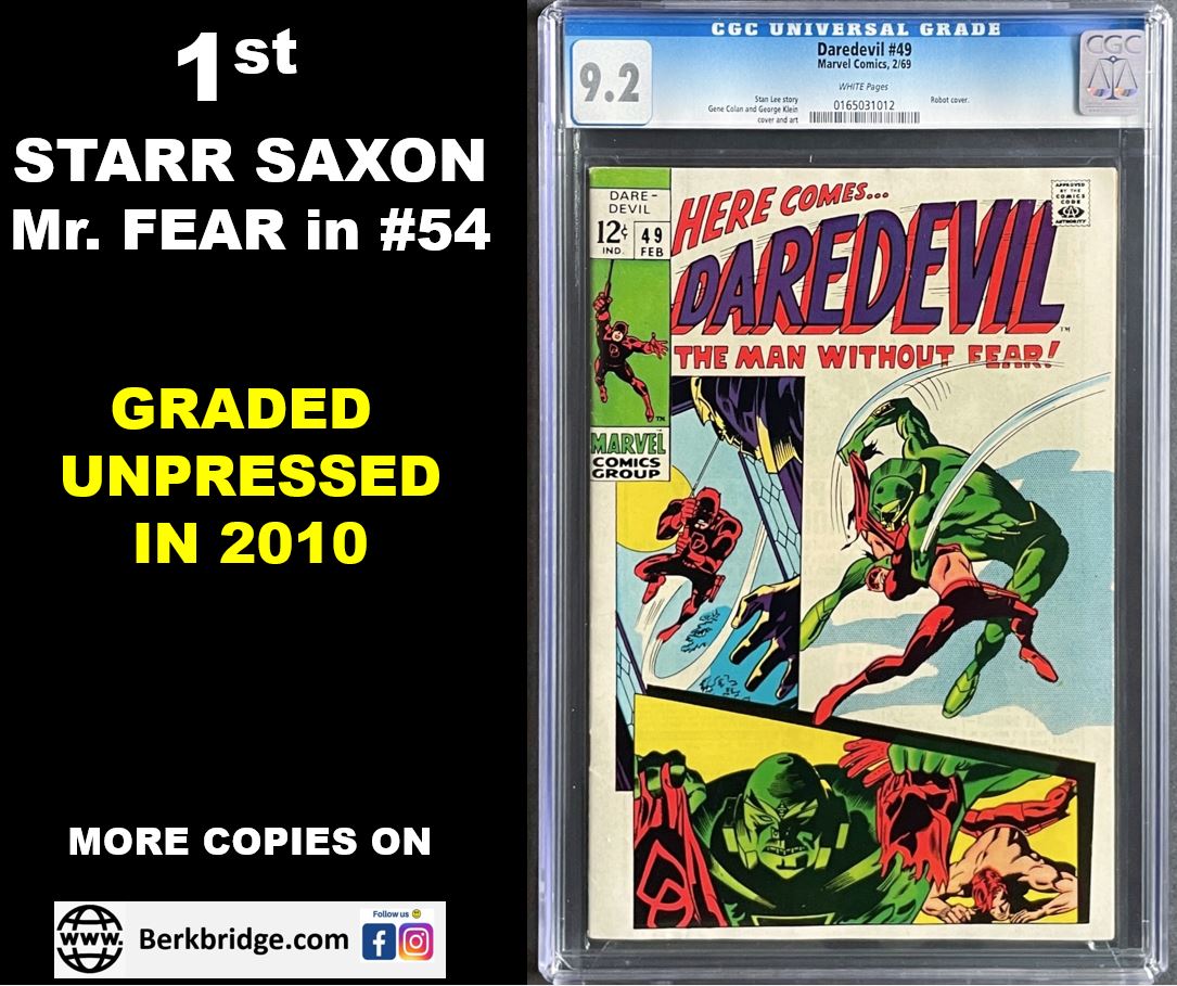 DAREDEVIL #49 CGC 9.2 WHITE PAGES (UNPRESSED) 💎 1st STARR SAXON aka MR FEAR