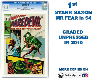 DAREDEVIL #49 CGC 9.2 WHITE PAGES (UNPRESSED) 💎 1st STARR SAXON aka MR FEAR
