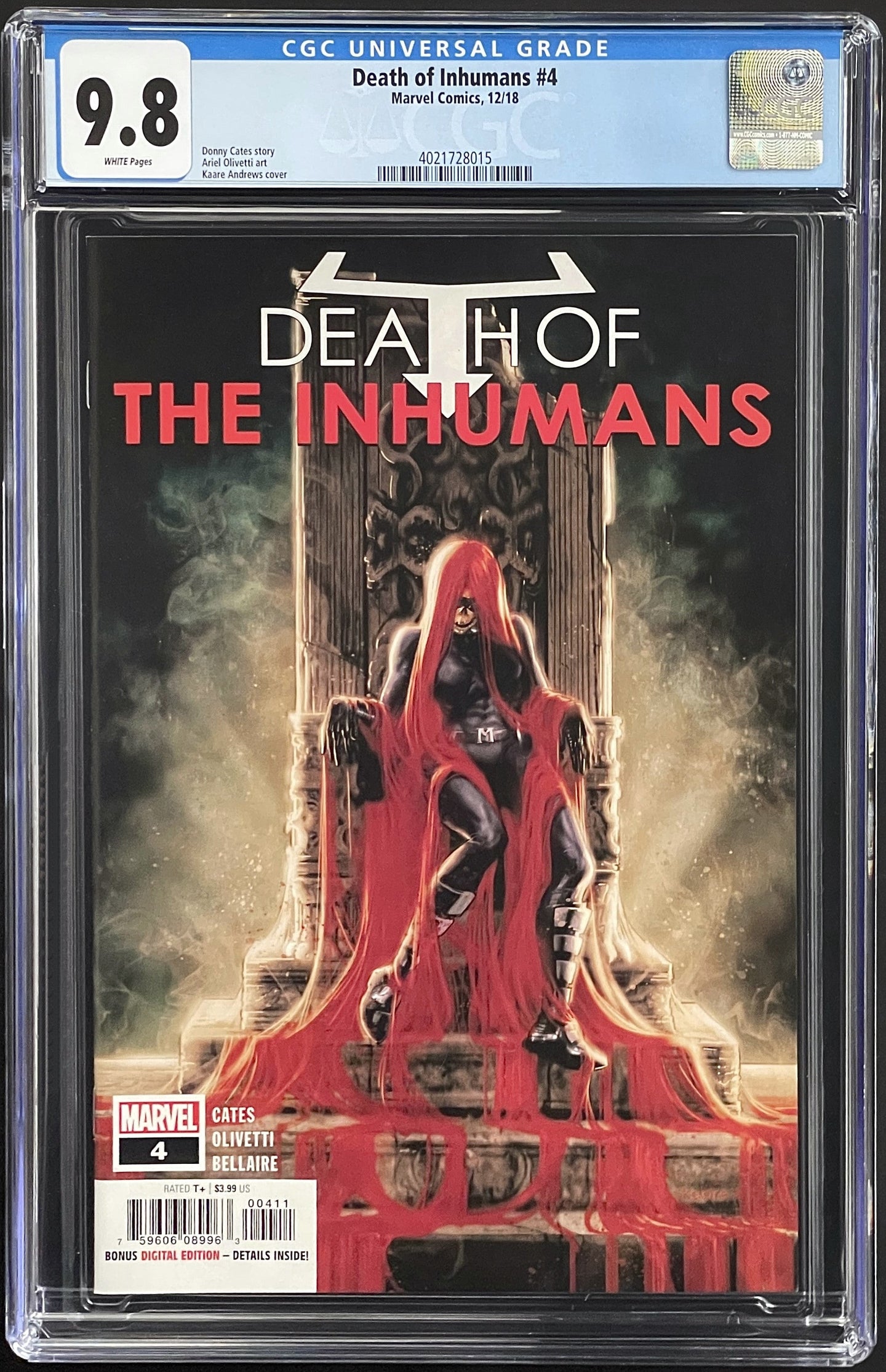 DEATH OF INHUMANS #4 CGC 9.8 NEW CASE