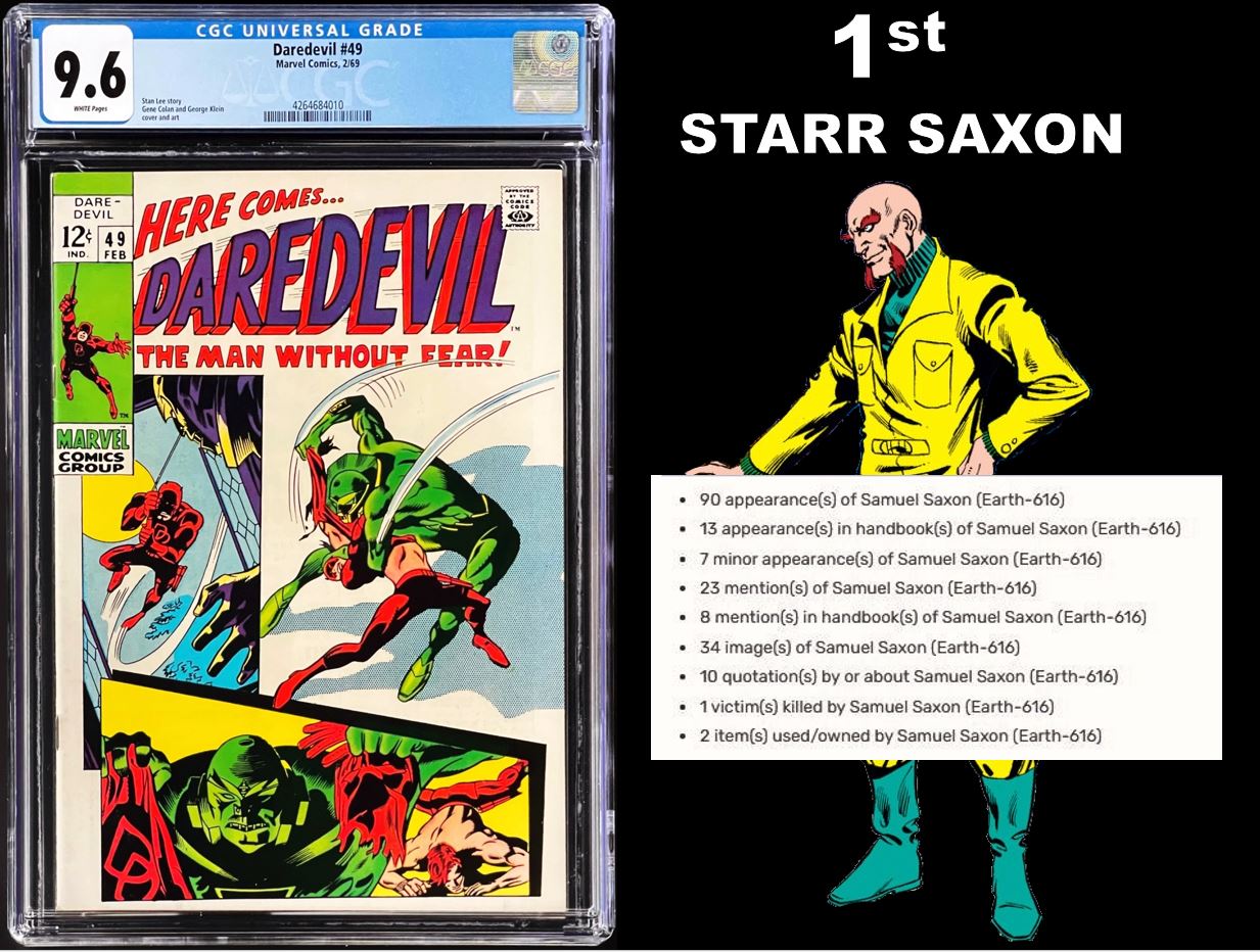 Daredevil #49 CGC 9.6 White 1969 Marvel Comics 1st Appearance Starr Saxon