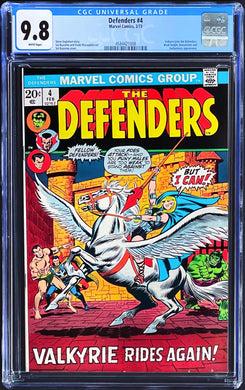 Defenders #4 CGC 9.8 White 1973 Marvel Comics 1st Appearance Valkyrie