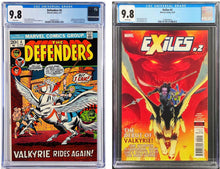 Load image into Gallery viewer, Defenders #4 CGC 9.8 White Pages 1st Appearance Valkyrie 1973 Marvel Comics + Exiles #2 CGC 9.8 (1st MCU Valkyrie)
