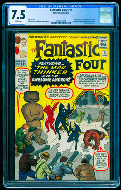 FANTASTIC FOUR #15 CGC 7.5 WHITE PAGES 💎 1st MAD THINKER
