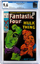 Load image into Gallery viewer, Fantastic Four #112 CGC 9.6 White Pages 1971 Marvel Comics Hulk vs Thing Battle Cover