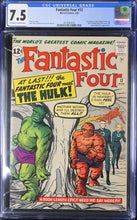 Load image into Gallery viewer, Fantastic Four #12 CGC 7.5 Marvel Comics 1963 1st Hulk Meeting
