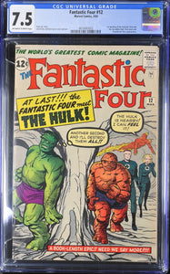 Fantastic Four #12 CGC 7.5 Marvel Comics 1963 1st Hulk Meeting