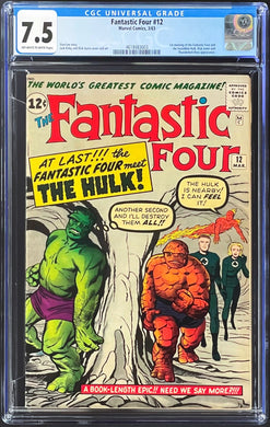 Fantastic Four #12 CGC 7.5 Marvel Comics 1963 1st Hulk Meeting