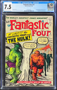 Fantastic Four #12 CGC 7.5 Marvel Comics 1963 1st Hulk Meeting