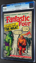 Load image into Gallery viewer, Fantastic Four #12 CGC 9.0 1963 Marvel Comics 1st Hulk Meet (CVA Certified)