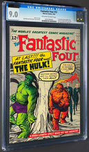 Load image into Gallery viewer, Fantastic Four #12 CGC 9.0 1963 Marvel Comics 1st Hulk Meet (CVA Certified)