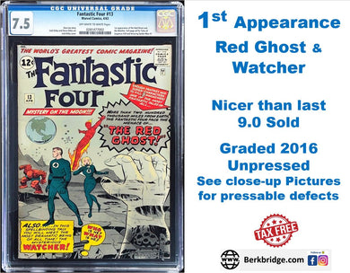 Fantastic Four #13 CGC 7.5 Marvel Comics 1963 1st Appearance Watcher Red Ghost (Unpressed)