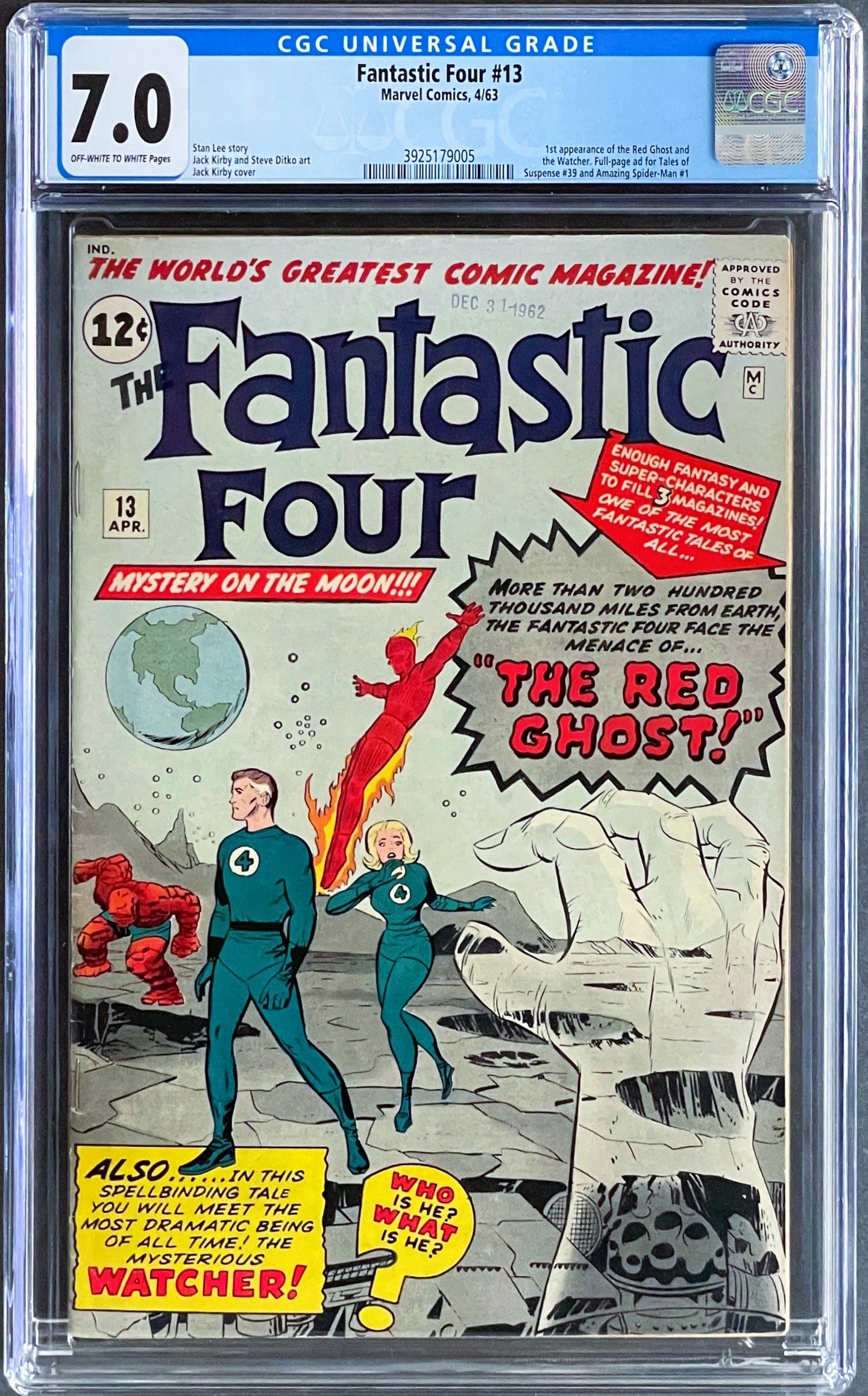 Fantastic Four #13 Marvel Comics 1963 1st Watcher Red Ghost CGC 7.0 (Undergraded)