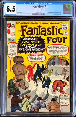 Fantastic Four #15 CGC 6.5 White 1st Appearance Mad Thinker 1963 Marvel Comics