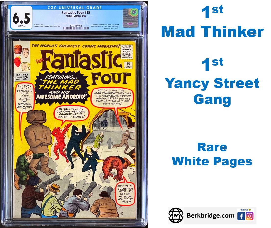 Fantastic Four #15 CGC 6.5 White 1st Appearance Mad Thinker 1963 Marvel Comics