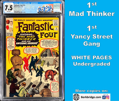 Fantastic Four #15 CGC 7.5 White 1st Appearance Mad Thinker 1963 Marvel Comics